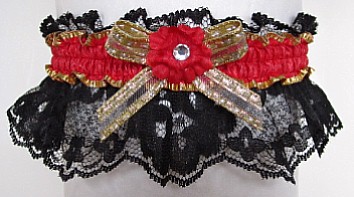 Fancy Bands Hot Red Gold Black Garter with Rhinestone for Wedding Bridal Prom Valentine