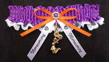 Cheerleader Spirit Garter in school colors with a bow and charm. garders, garder