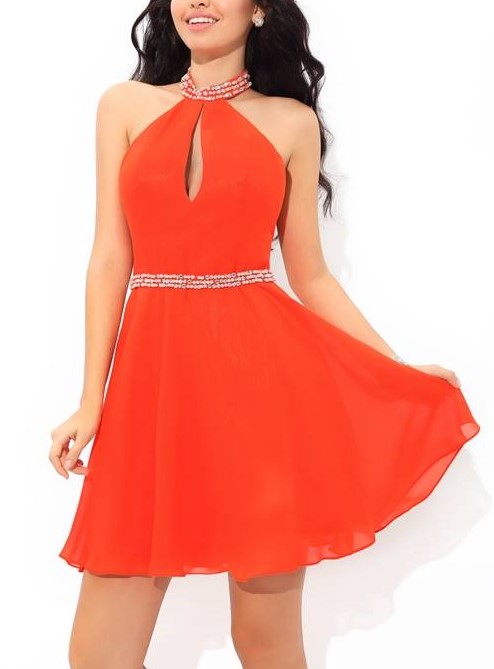 Short Orange Dress for Homecoming Dance