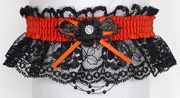 Orange and Black Garter with NO Marabou feathers. Prom Garter. garder, garders