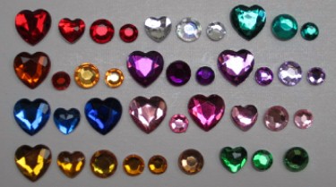 Rhinestone Colors in Hearts & Rounds