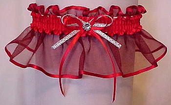 Red Sheer Bridal Garter - Wedding Garter - Prom Garter - Fashion Garter. garders, garder