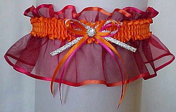 Orange Azalea Sheer Bridal Garter - Wedding Garter - Prom Garter - Fashion Garter. garders, garder