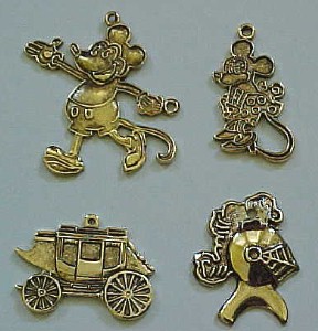 Charms. Mickey Mouse, Minnie Mouse, Cinderella Carriage, Knight, Lancer