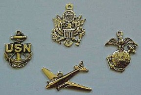 Military Charms. US Navy, US Army, US Marines, US Air Force Airplane