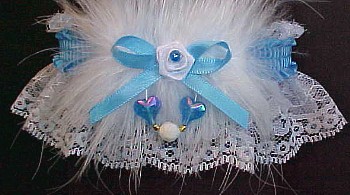Sexy Bridal Wedding Garter Belt With Diamonds Light Blue Crystal